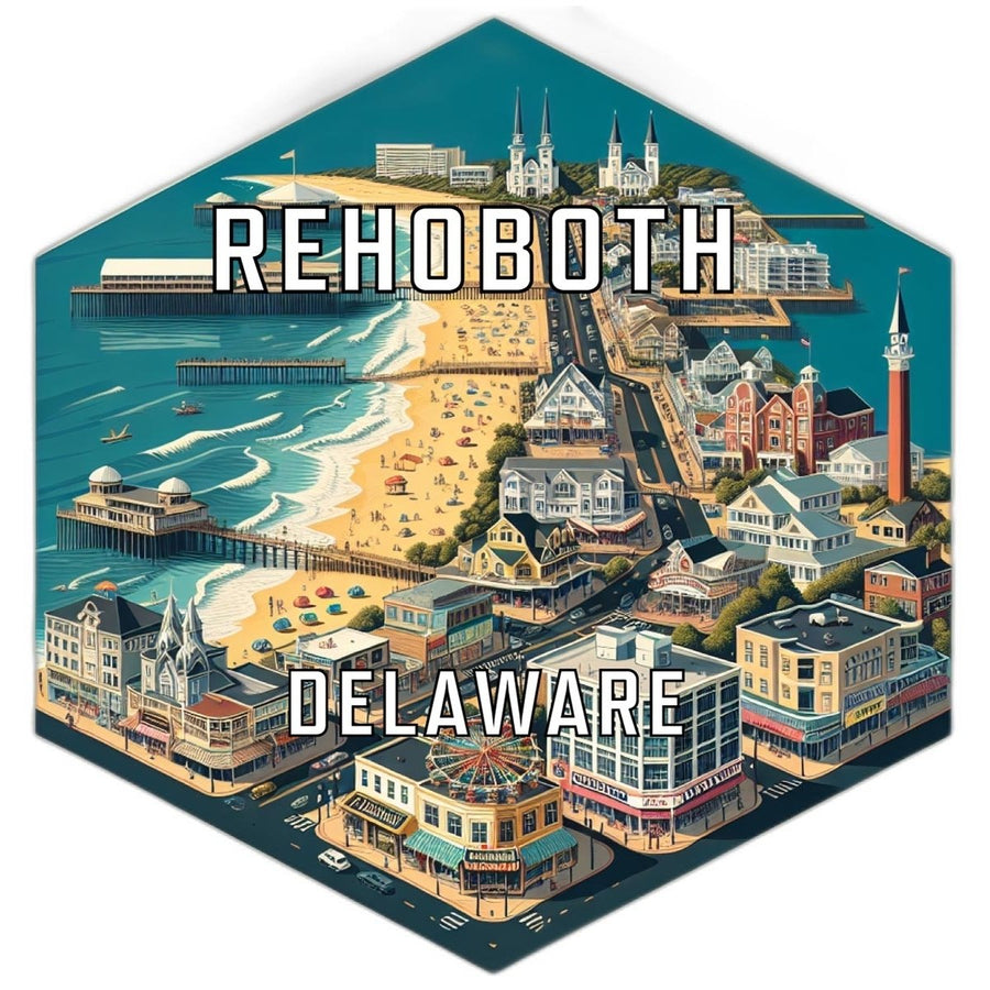 Rehoboth Delaware Souvenir Travel Destination Die Cut Hexagon Fridge Magnet Image 1