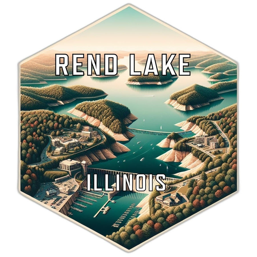 Rend Lake Illinois Souvenir Travel Destination Die Cut Hexagon Fridge Magnet Image 1