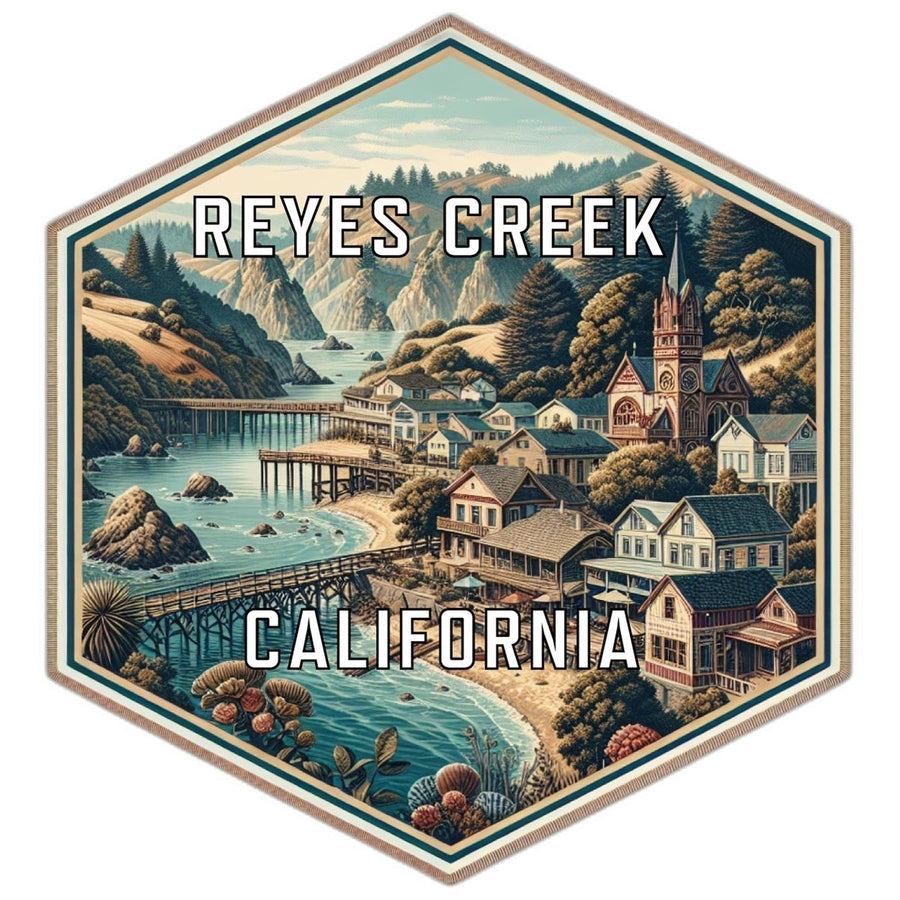 Reyes Creek California Souvenir Travel Destination Die Cut Hexagon Fridge Magnet Image 1