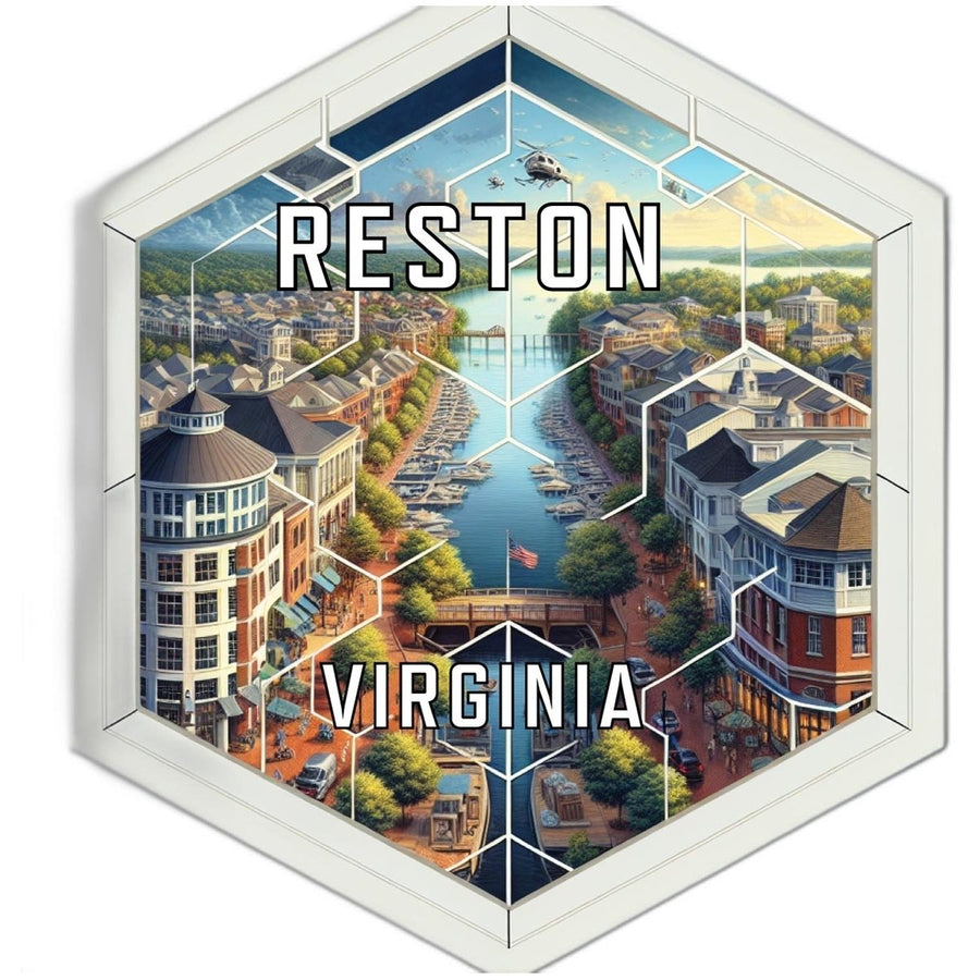 Reston Virginia Souvenir Travel Destination Die Cut Hexagon Fridge Magnet Image 1