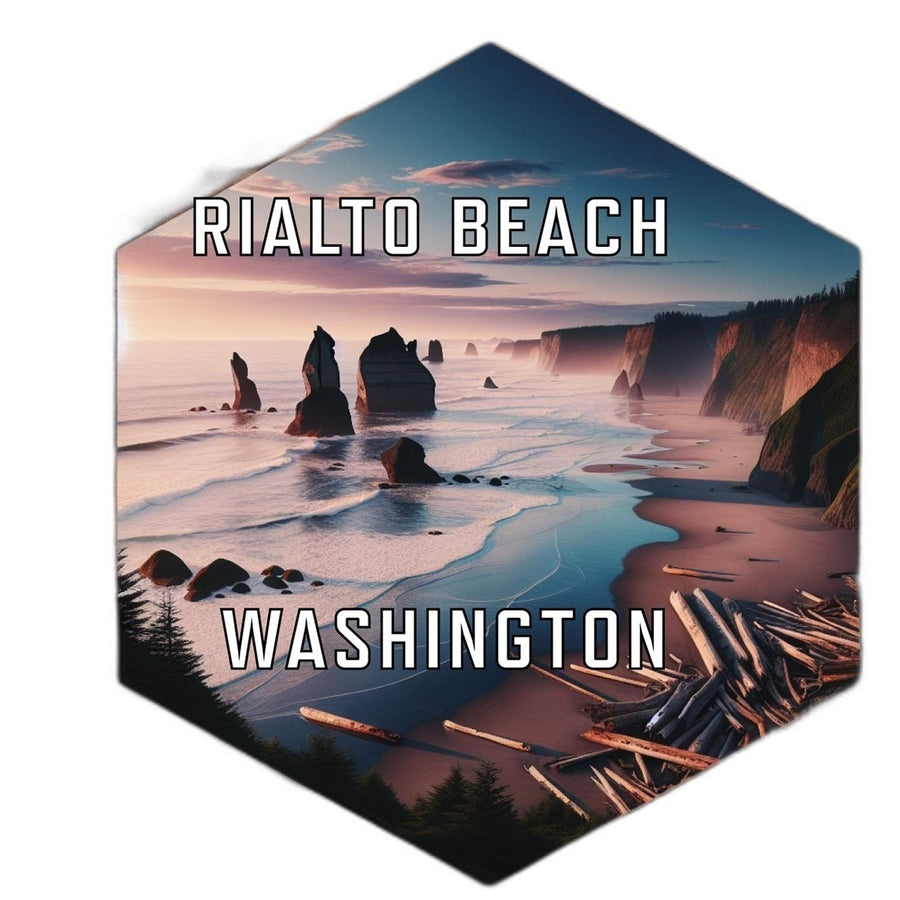 Rialto Beach Washington Souvenir Travel Destination Die Cut Hexagon Fridge Magnet Image 1