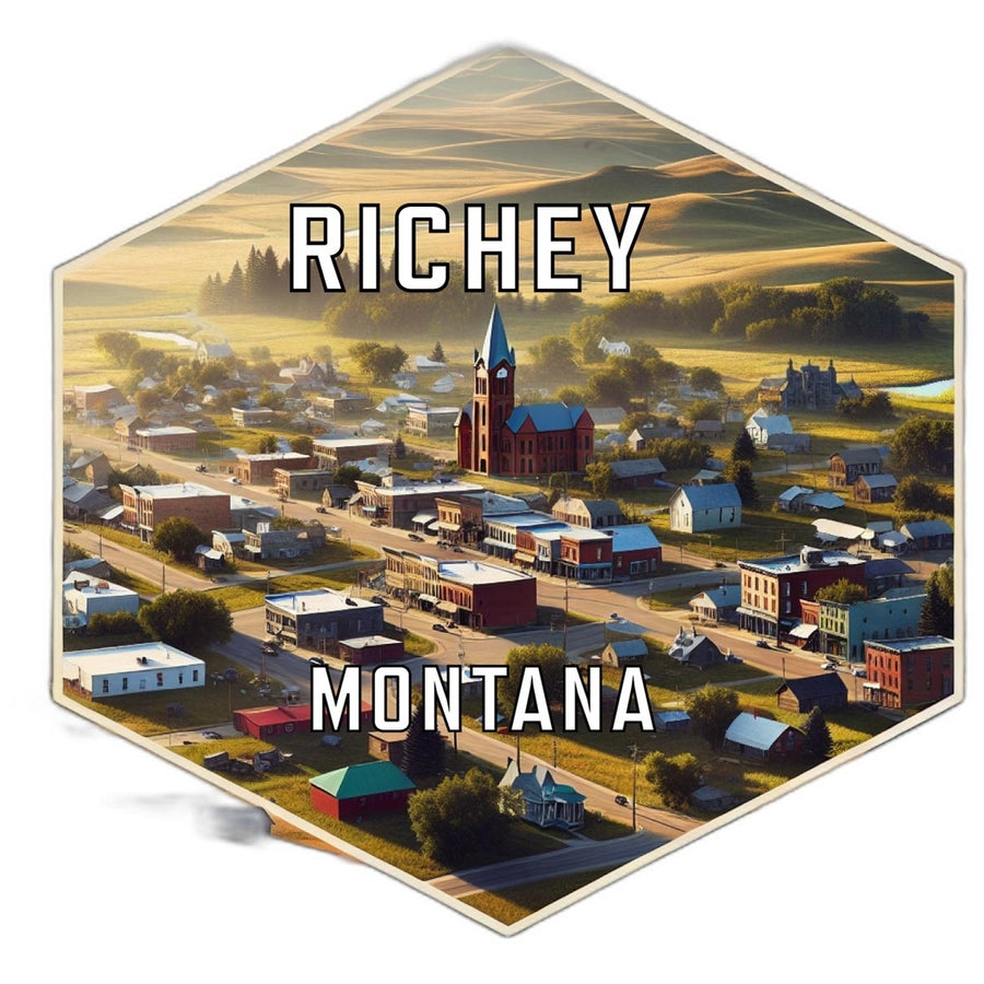 Richey Montana Souvenir Travel Destination Die Cut Hexagon Fridge Magnet Image 1