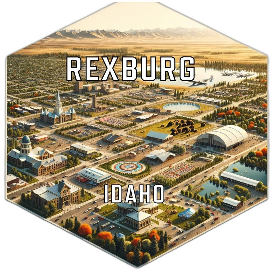 Rexburg Idaho Souvenir Travel Destination Die Cut Hexagon Fridge Magnet Image 1