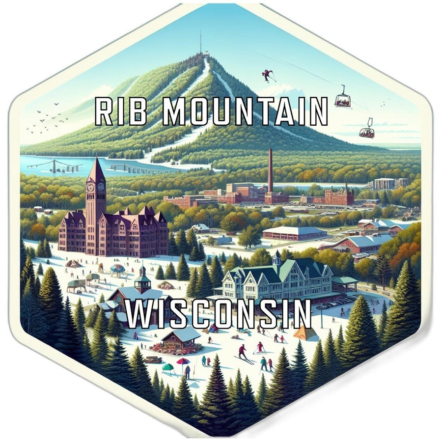 Rib Mountain Wisconsin Souvenir Travel Destination Die Cut Hexagon Fridge Magnet Image 1