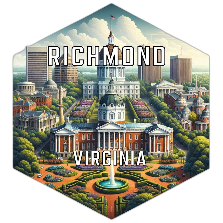 Richmond Virginia Souvenir Travel Destination Die Cut Hexagon Fridge Magnet Image 1