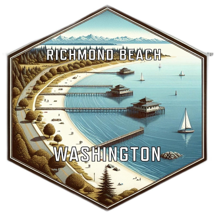 Richmond Beach Washington Souvenir Travel Destination Die Cut Hexagon Fridge Magnet Image 1