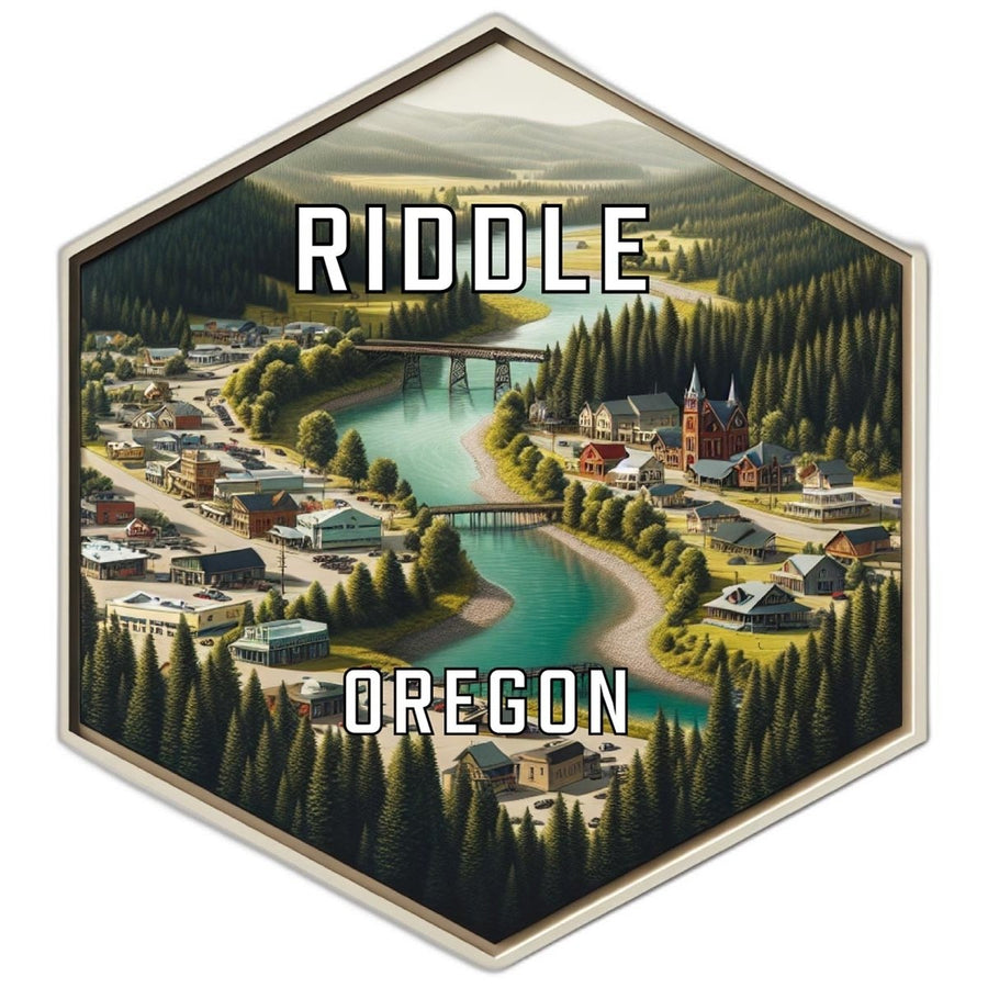 Riddle Oregon Souvenir Travel Destination Die Cut Hexagon Fridge Magnet Image 1