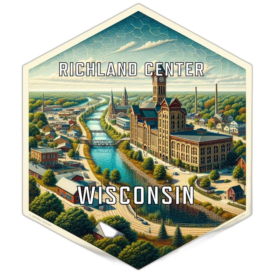 Richland Center Wisconsin Souvenir Travel Destination Die Cut Hexagon Fridge Magnet Image 1