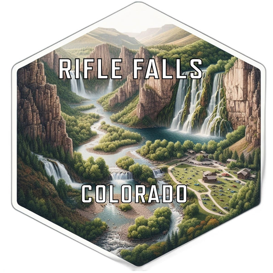 Rifle Falls Colorado Souvenir Travel Destination Die Cut Hexagon Fridge Magnet Image 1