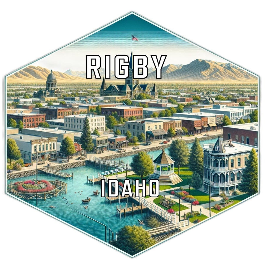 Rigby Idaho Souvenir Travel Destination Die Cut Hexagon Fridge Magnet Image 1