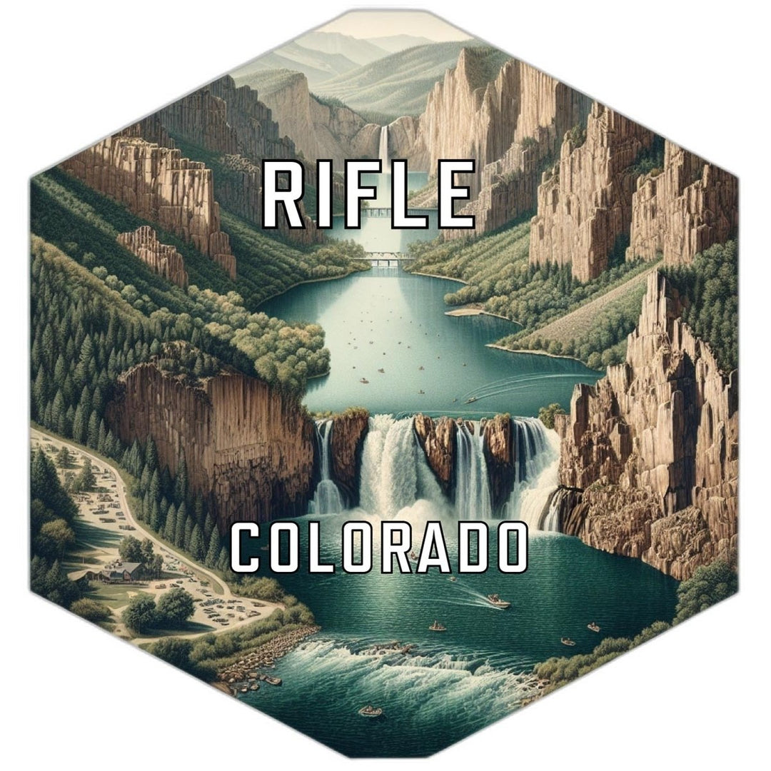 Rifle Colorado Souvenir Travel Destination Die Cut Hexagon Fridge Magnet Image 1