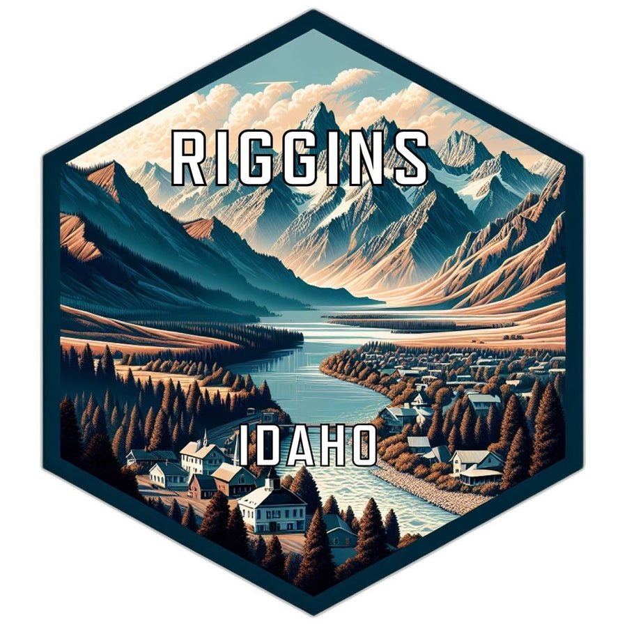 Riggins Idaho Souvenir Travel Destination Die Cut Hexagon Fridge Magnet Image 1