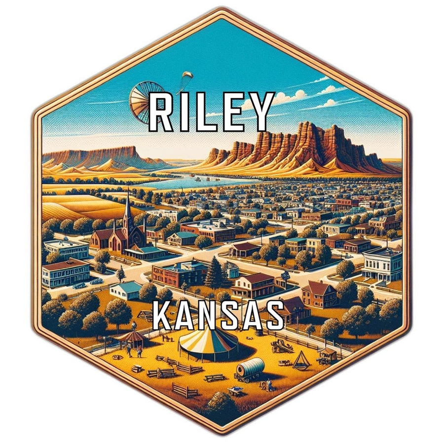 Riley Kansas Souvenir Travel Destination Die Cut Hexagon Fridge Magnet Image 1