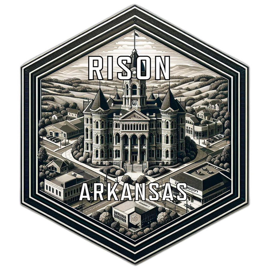 Rison Arkansas Souvenir Travel Destination Die Cut Hexagon Fridge Magnet Image 1