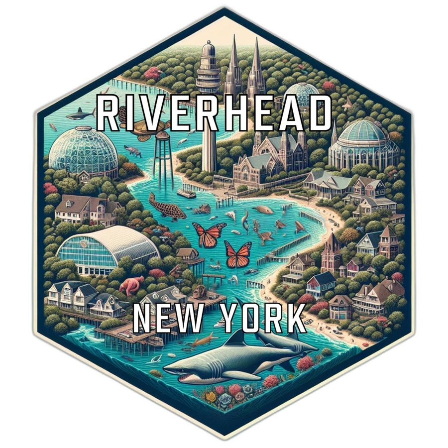 Riverhead York Souvenir Travel Destination Die Cut Hexagon Fridge Magnet Image 1