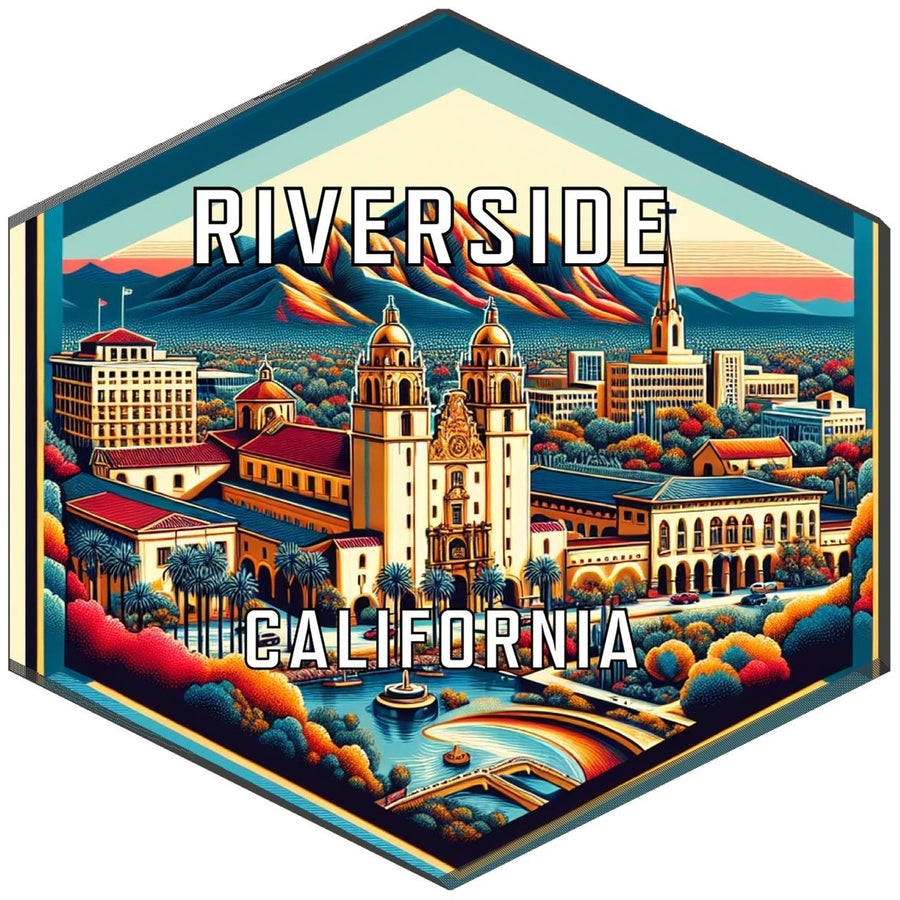 Riverside California Souvenir Travel Destination Die Cut Hexagon Fridge Magnet Image 1