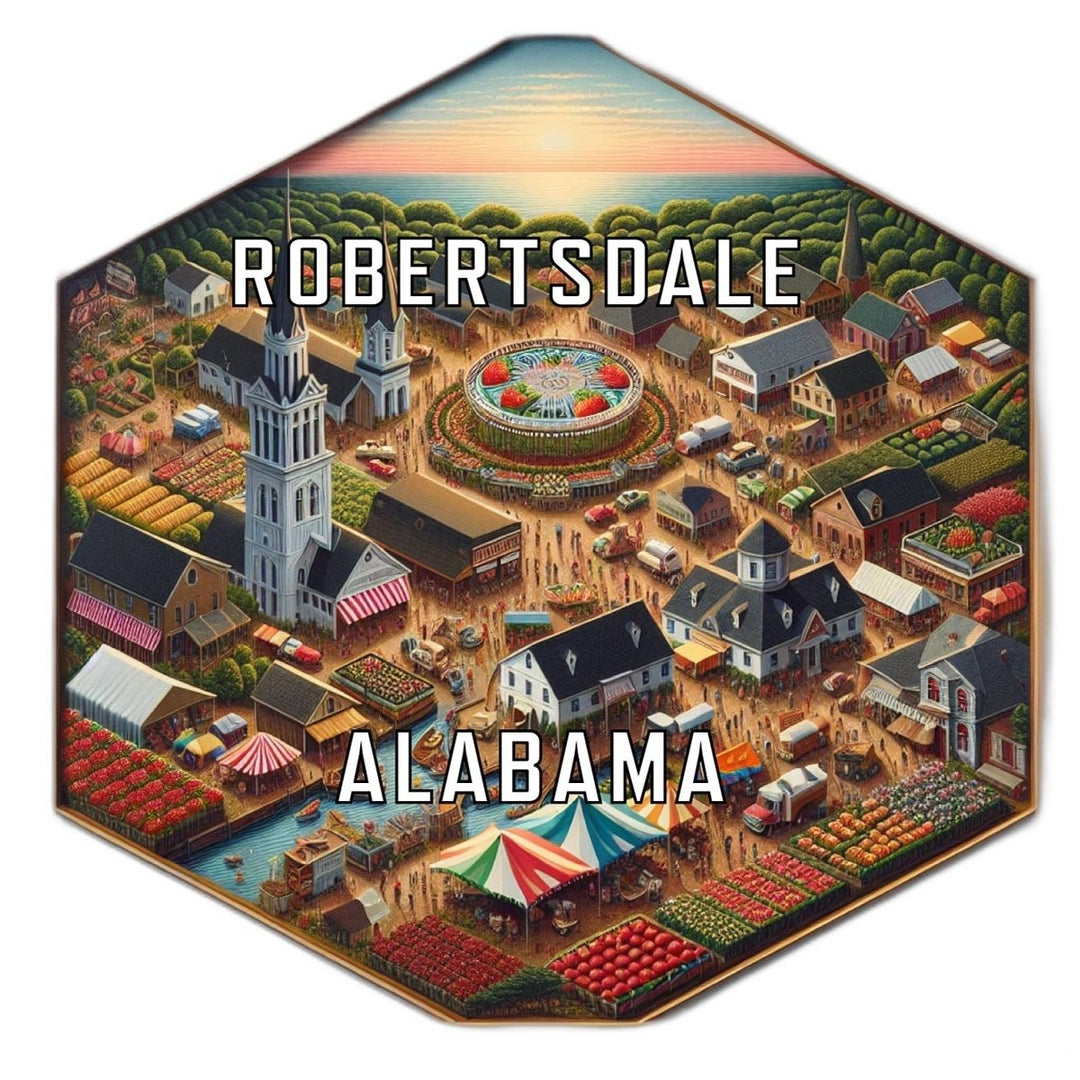 Robertsdale Alabama Souvenir Travel Destination Die Cut Hexagon Fridge Magnet Image 1