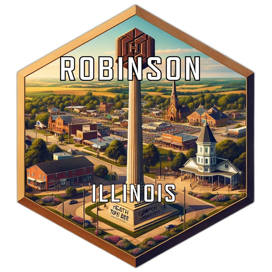 Robinson Illinois Souvenir Travel Destination Die Cut Hexagon Fridge Magnet Image 1