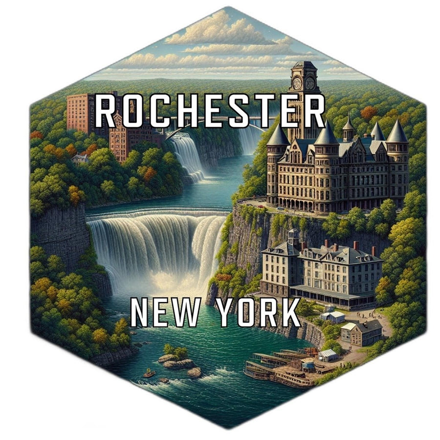 Rochester York Souvenir Travel Destination Die Cut Hexagon Fridge Magnet Image 1