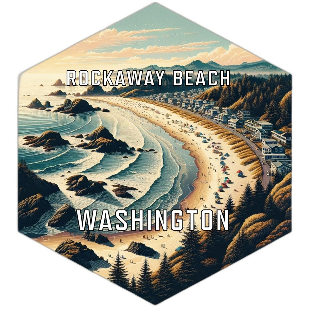 Rockaway Beach Washington Souvenir Travel Destination Die Cut Hexagon Fridge Magnet Image 1