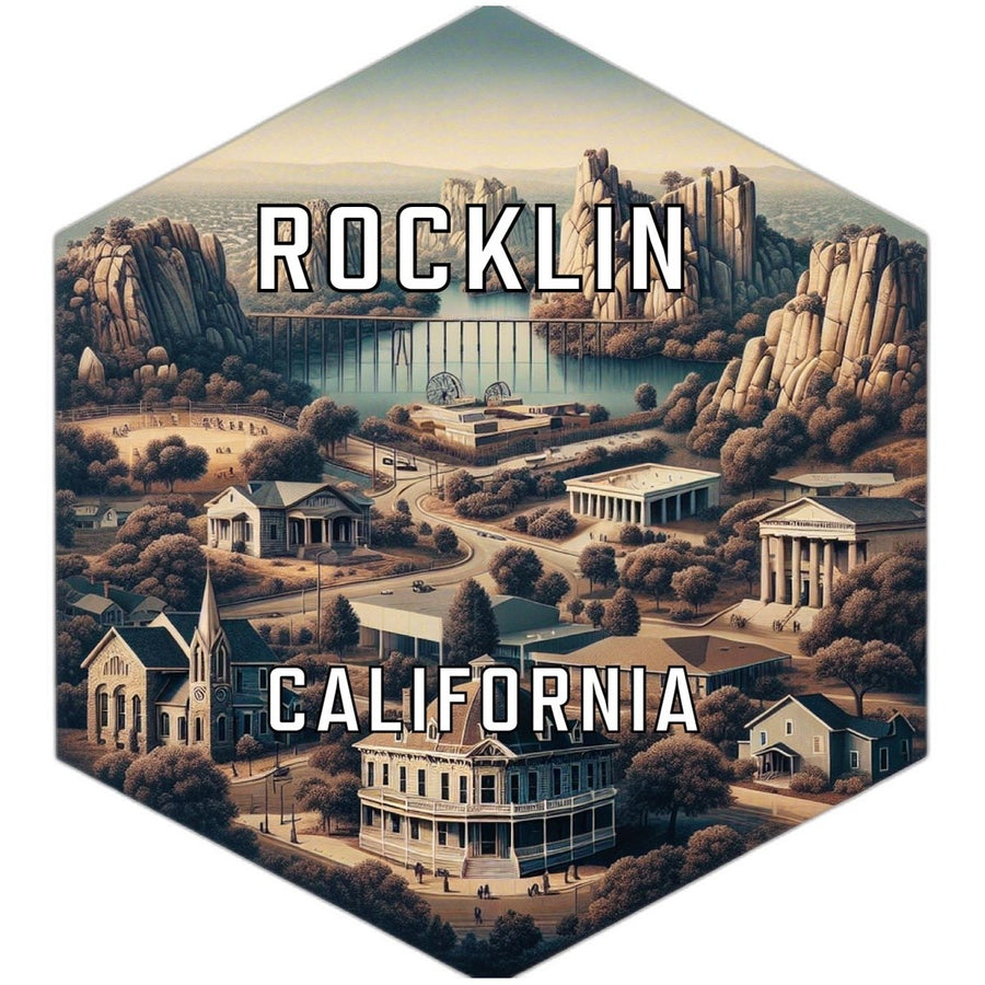 Rocklin California Souvenir Travel Destination Die Cut Hexagon Fridge Magnet Image 1