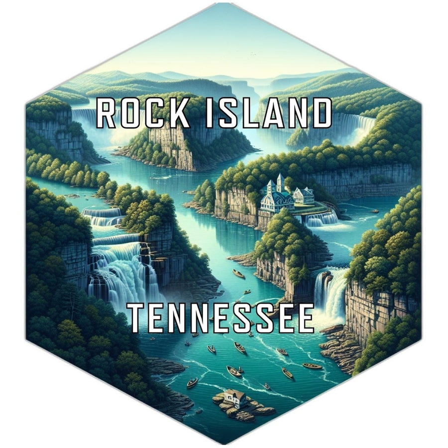 Rock Island Tennessee Souvenir Travel Destination Die Cut Hexagon Fridge Magnet Image 1