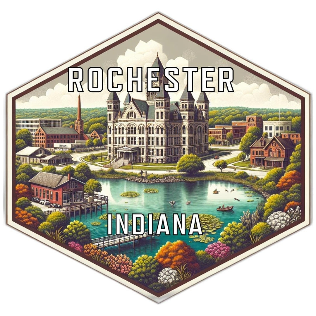 Rochester Indiana Souvenir Travel Destination Die Cut Hexagon Fridge Magnet Image 1