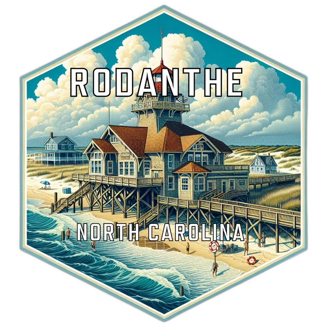 Rodanthe North Carolina Souvenir Travel Destination Die Cut Hexagon Fridge Magnet Image 1