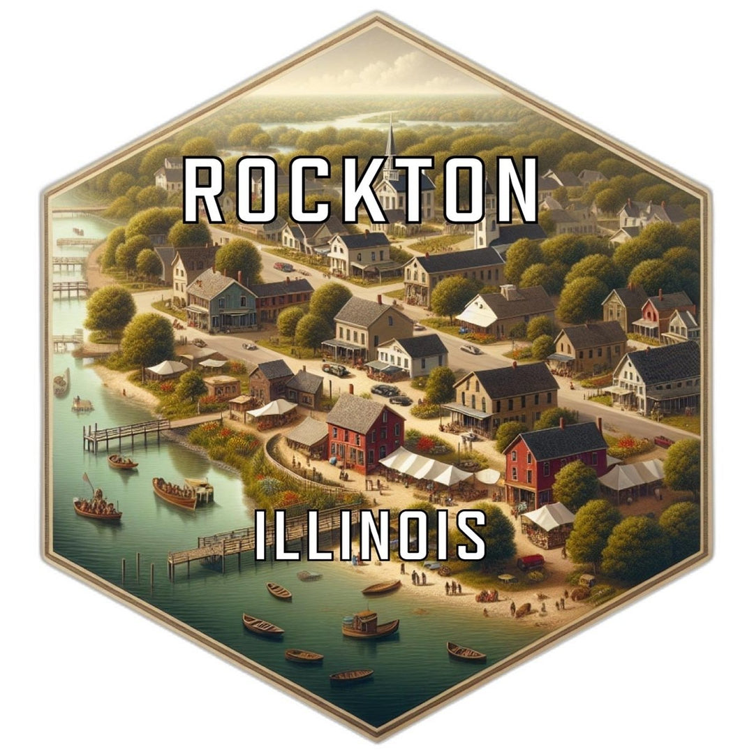 Rockton Illinois Souvenir Travel Destination Die Cut Hexagon Fridge Magnet Image 1