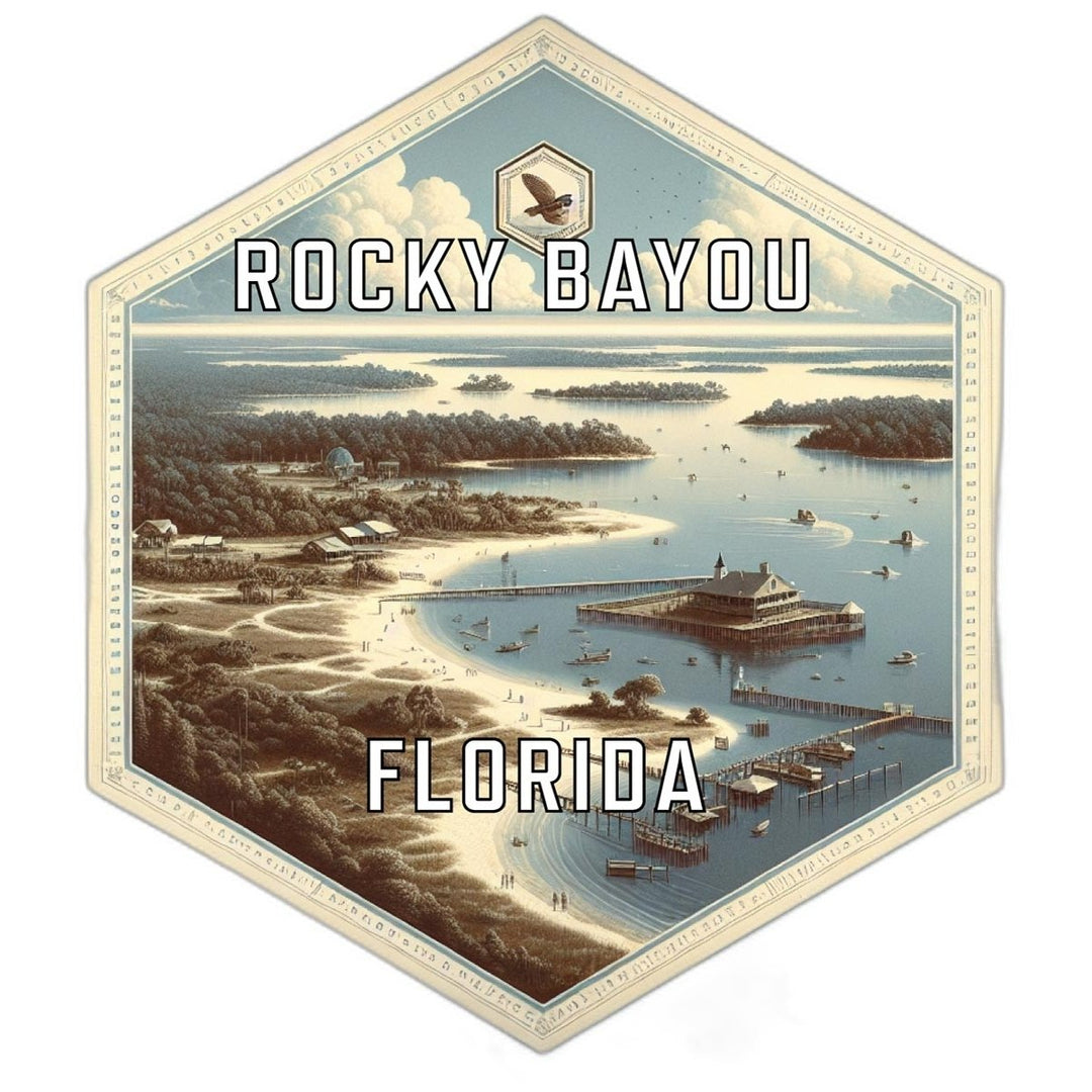 Rocky Bayou Florida Souvenir Travel Destination Die Cut Hexagon Fridge Magnet Image 1