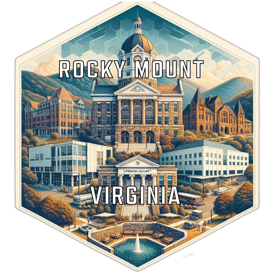 Rocky Mount Virginia Souvenir Travel Destination Die Cut Hexagon Fridge Magnet Image 1