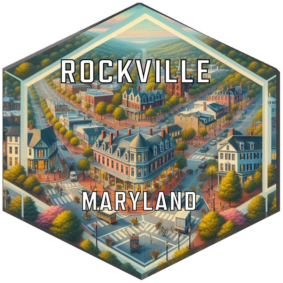 Rockville Maryland Souvenir Travel Destination Die Cut Hexagon Fridge Magnet Image 1