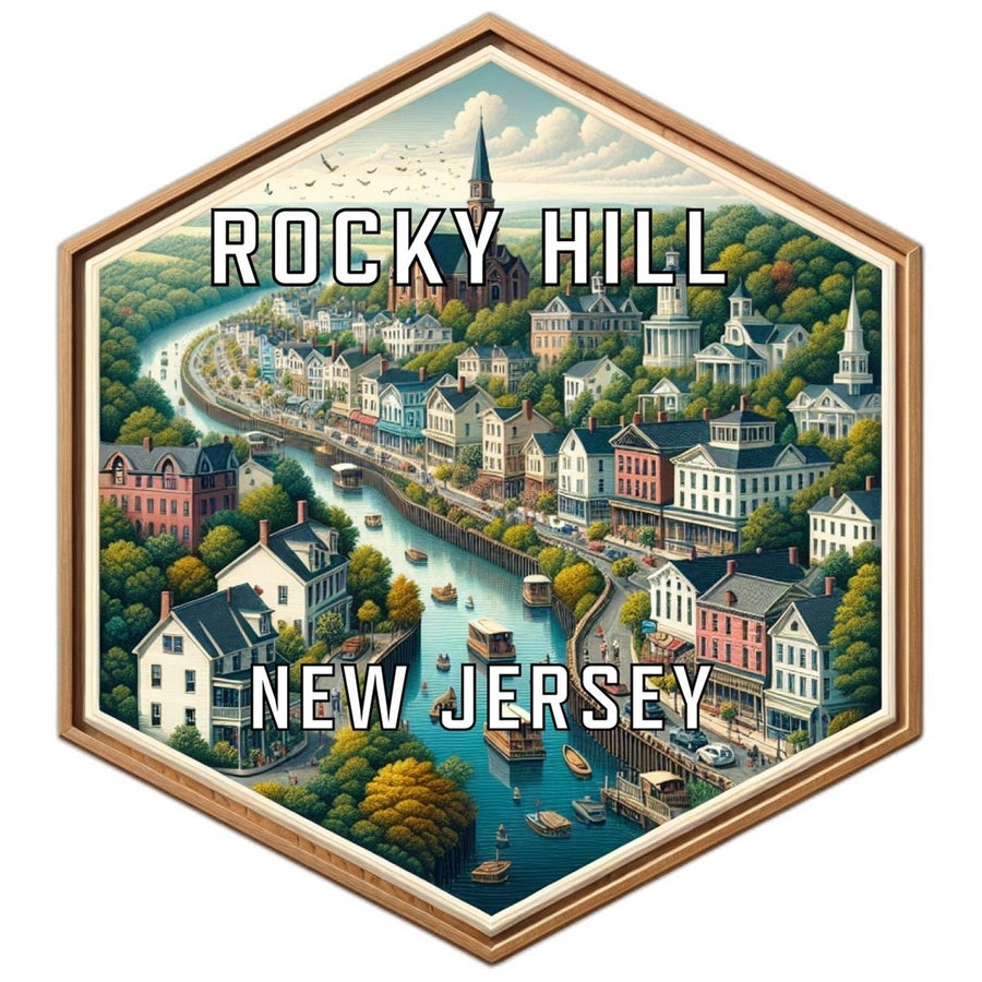 Rocky Hill Jersey Souvenir Travel Destination Die Cut Hexagon Fridge Magnet Image 1