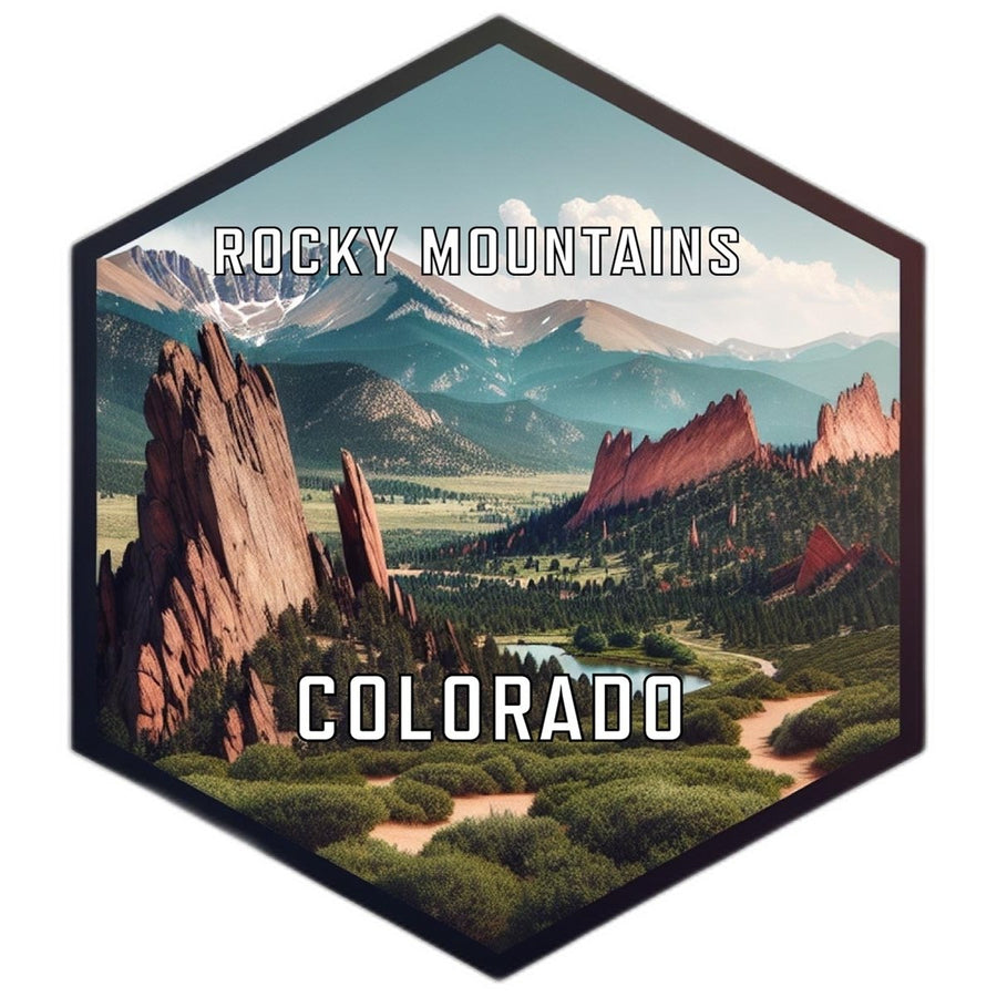 Rocky Mountains Colorado Souvenir Travel Destination Die Cut Hexagon Fridge Magnet Image 1