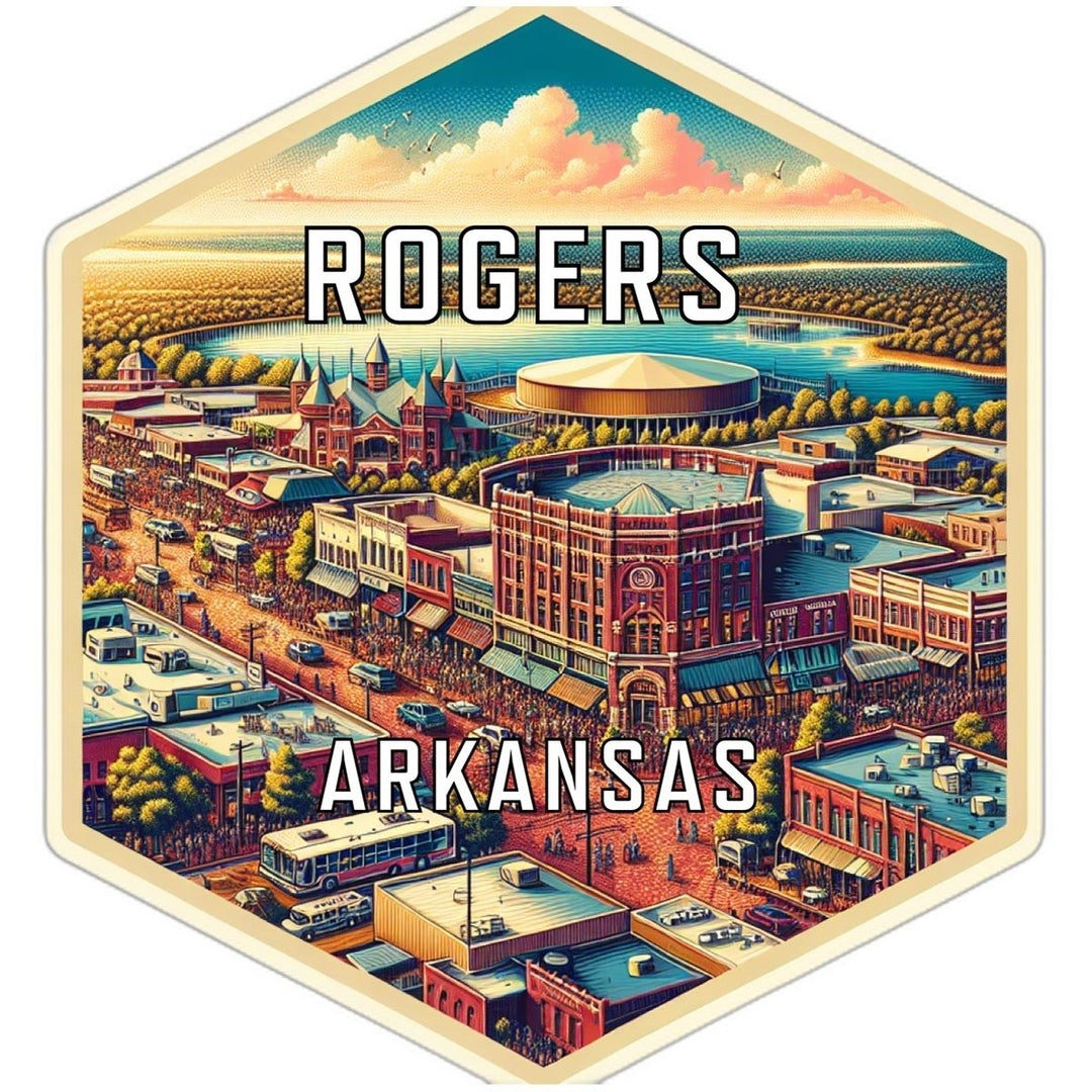 Rogers Arkansas Souvenir Travel Destination Die Cut Hexagon Fridge Magnet Image 1