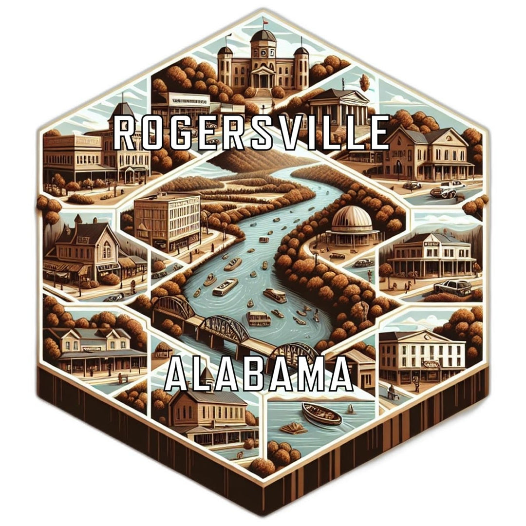 Rogersville Alabama Souvenir Travel Destination Die Cut Hexagon Fridge Magnet Image 1