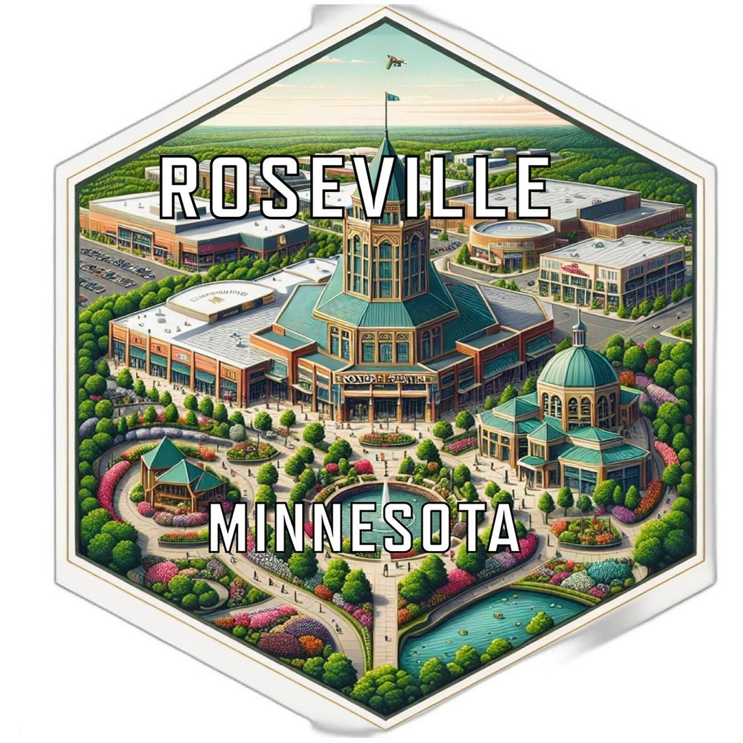 Roseville Minnesota Souvenir Travel Destination Die Cut Hexagon Fridge Magnet Image 1