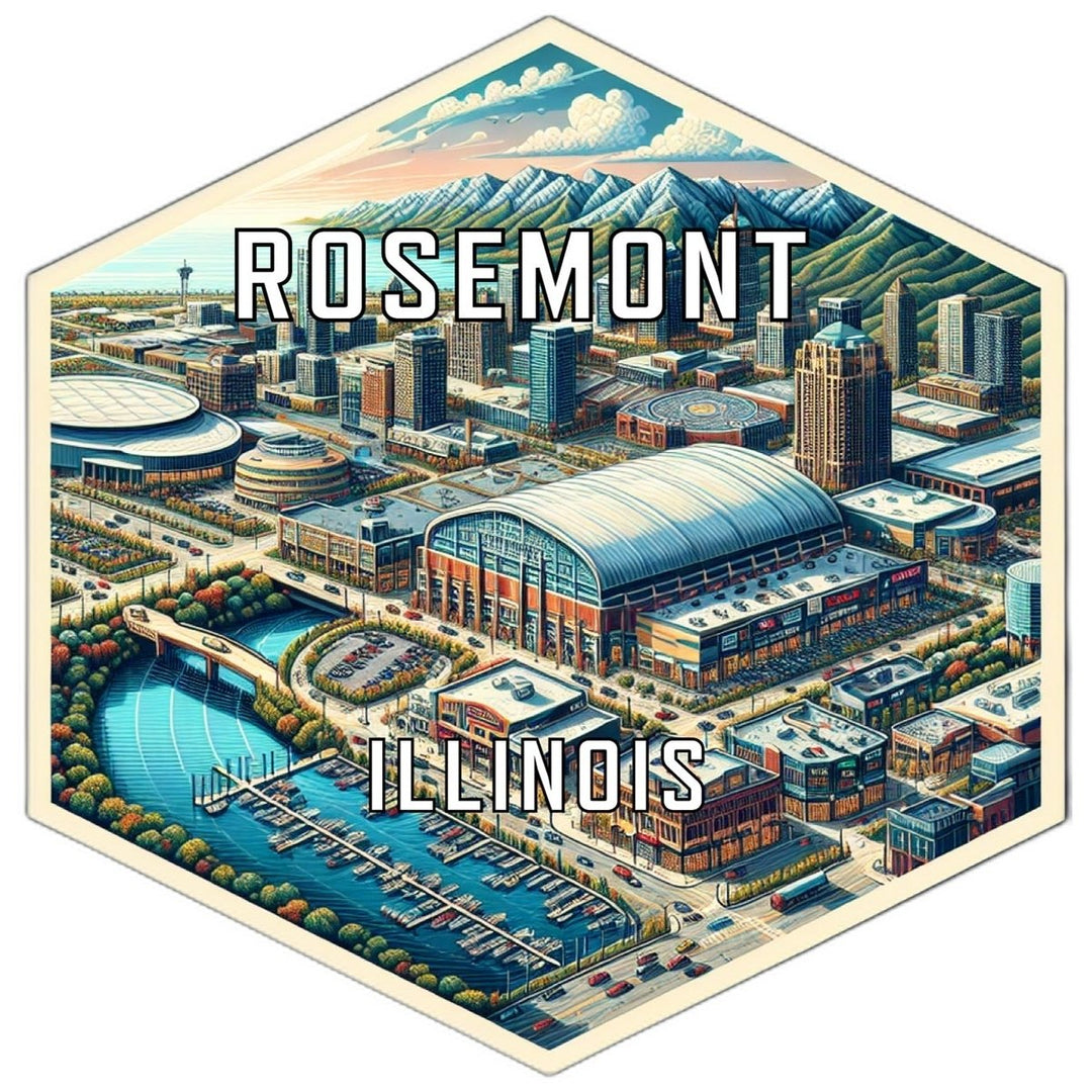 Rosemont Illinois Souvenir Travel Destination Die Cut Hexagon Fridge Magnet Image 1