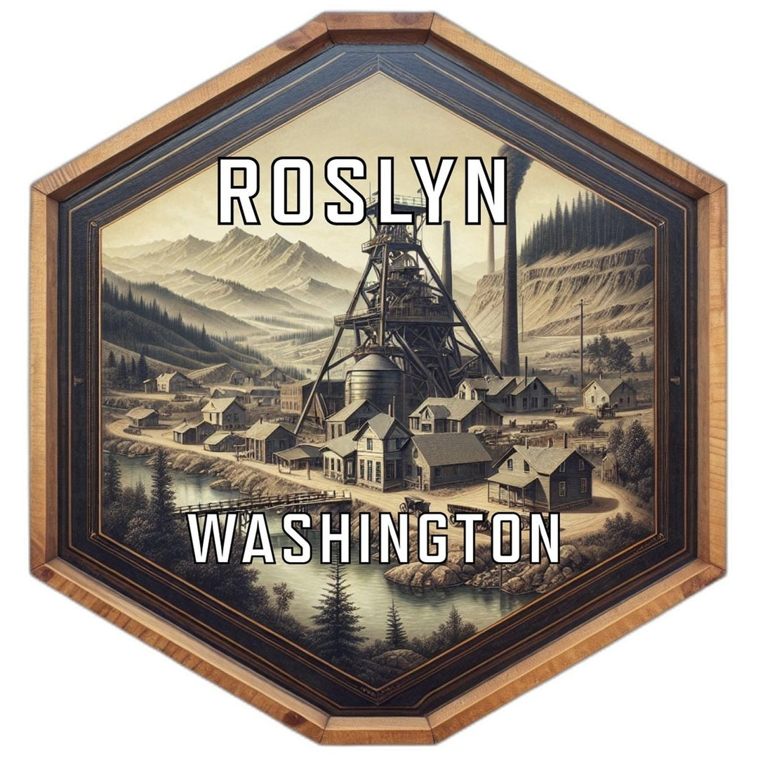 Roslyn Washington Souvenir Travel Destination Die Cut Hexagon Fridge Magnet Image 1