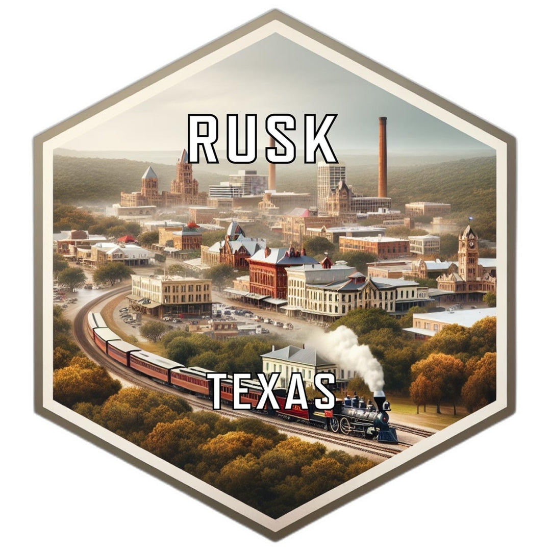 Rusk Texas Souvenir Travel Destination Die Cut Hexagon Fridge Magnet Image 1