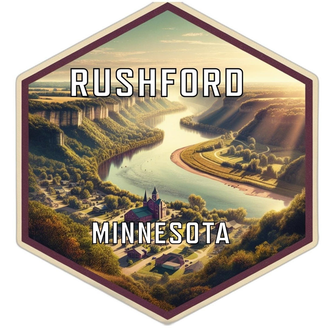 Rushford Minnesota Souvenir Travel Destination Die Cut Hexagon Fridge Magnet Image 1