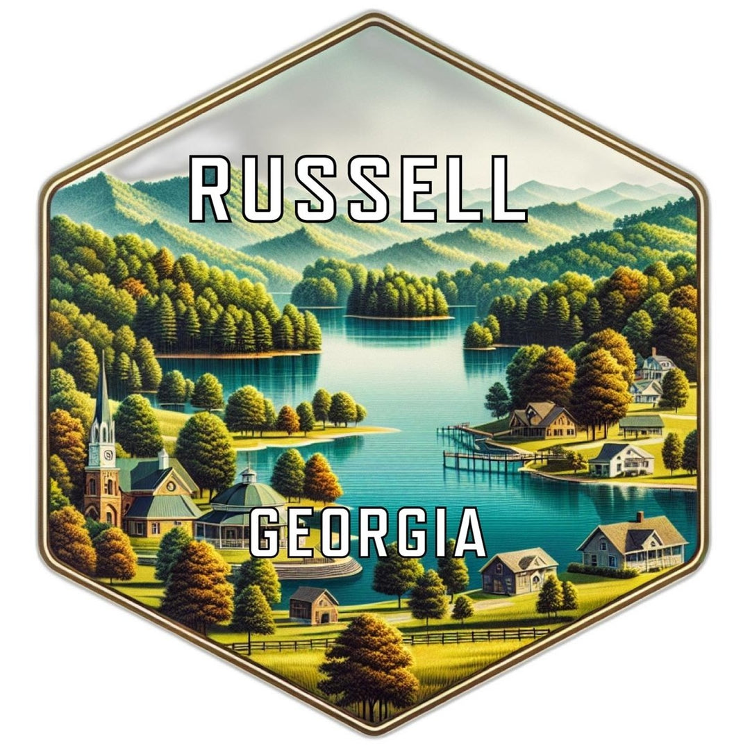 Russell Georgia Souvenir Travel Destination Die Cut Hexagon Fridge Magnet Image 1