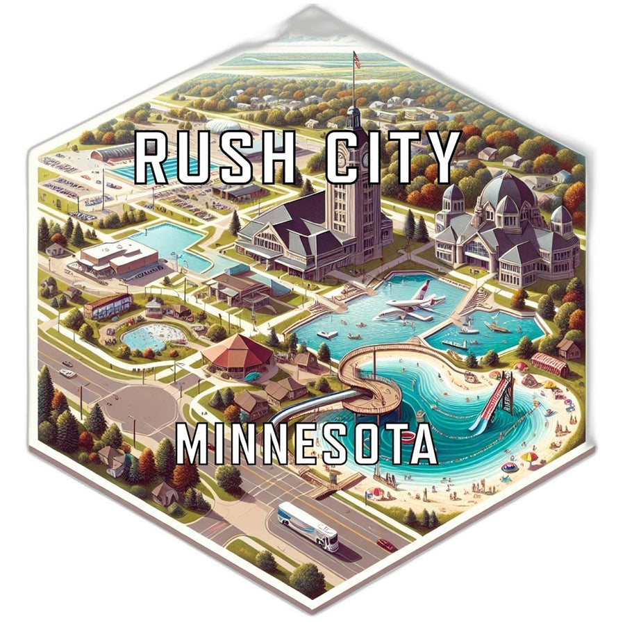 Rush City Minnesota Souvenir Travel Destination Die Cut Hexagon Fridge Magnet Image 1