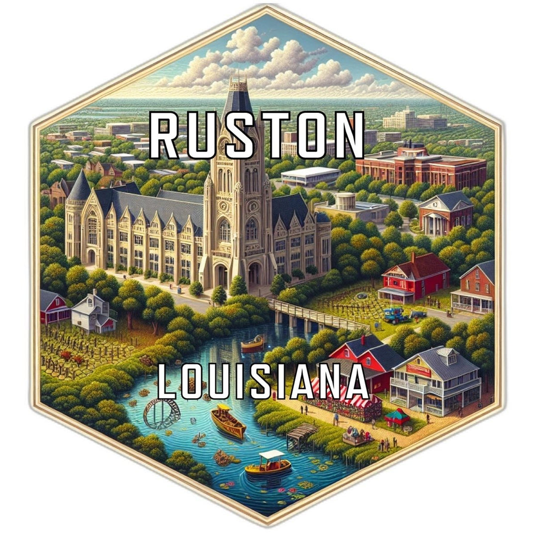 Ruston Louisiana Souvenir Travel Destination Die Cut Hexagon Fridge Magnet Image 1