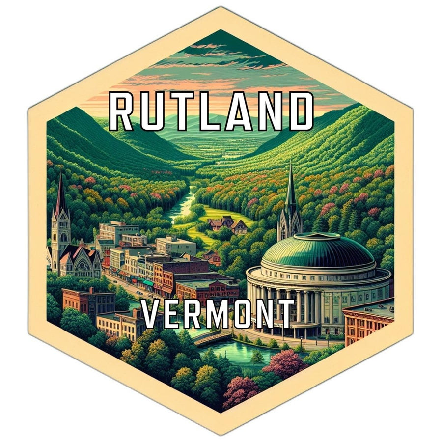 Rutland Vermont Souvenir Travel Destination Die Cut Hexagon Fridge Magnet Image 1