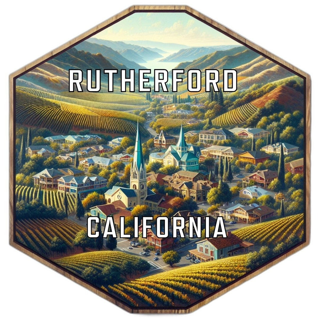 Rutherford California Souvenir Travel Destination Die Cut Hexagon Fridge Magnet Image 1