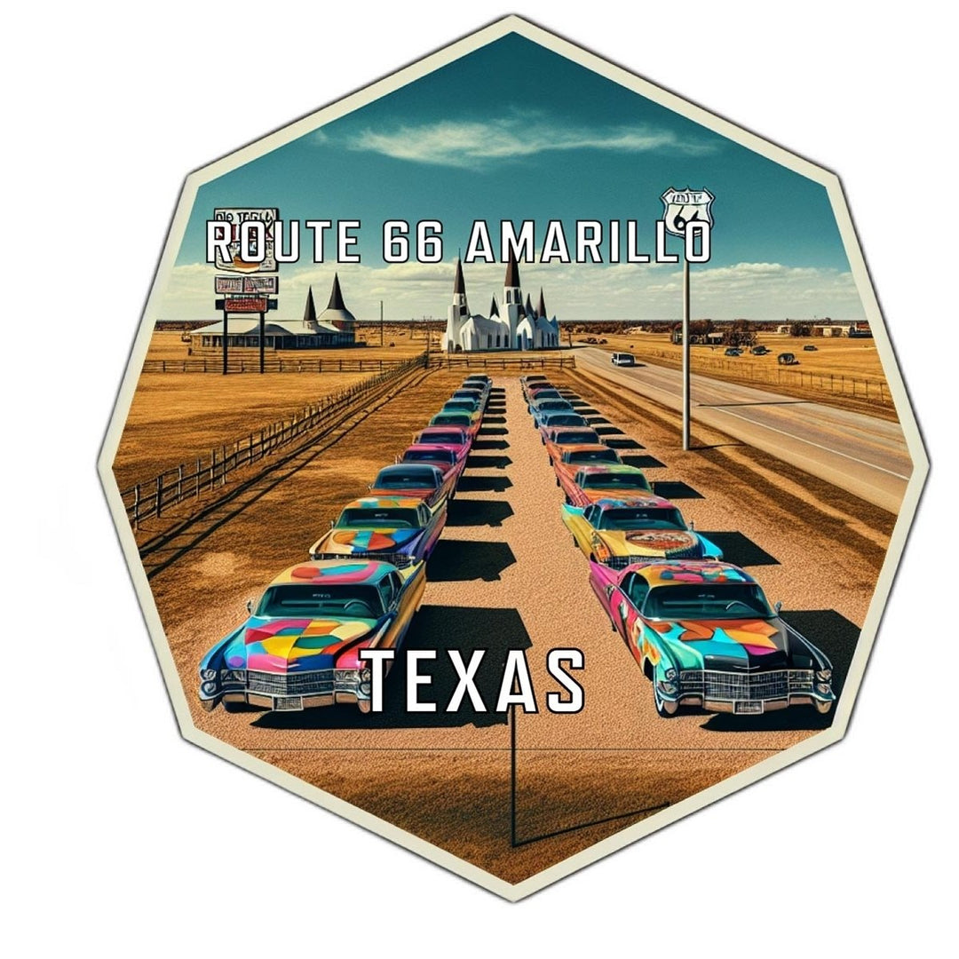 Route 66 Amarillo Texas Souvenir Travel Destination Die Cut Hexagon Fridge Magnet Image 1