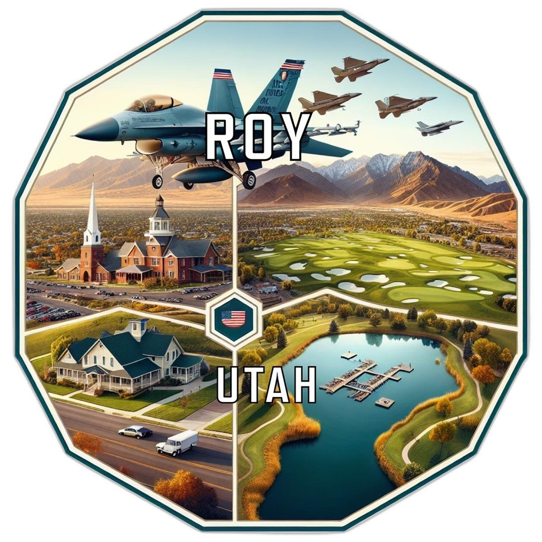 Roy Utah Souvenir Travel Destination Die Cut Hexagon Fridge Magnet Image 1