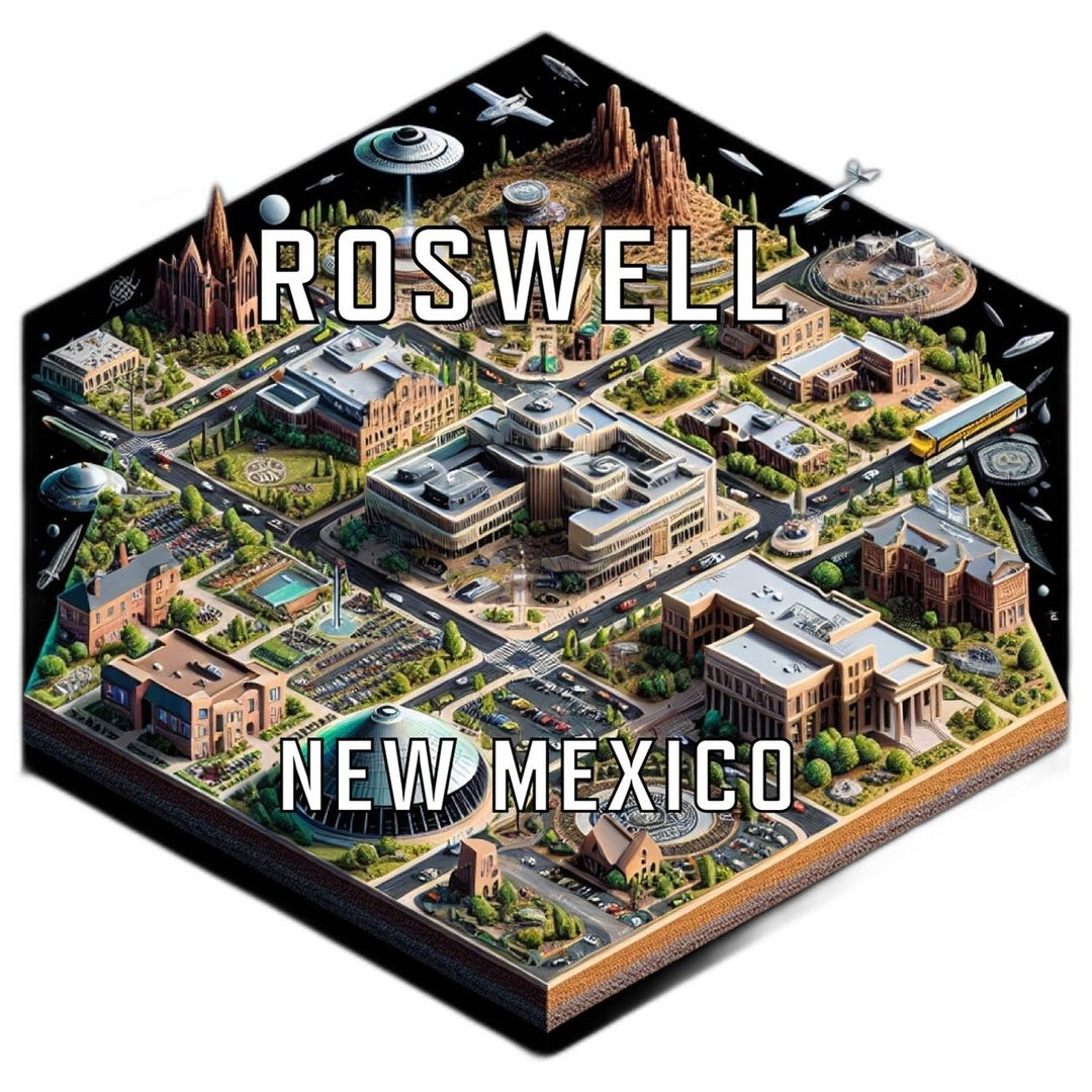 Roswell Mexico Souvenir Travel Destination Die Cut Hexagon Fridge Magnet Image 1