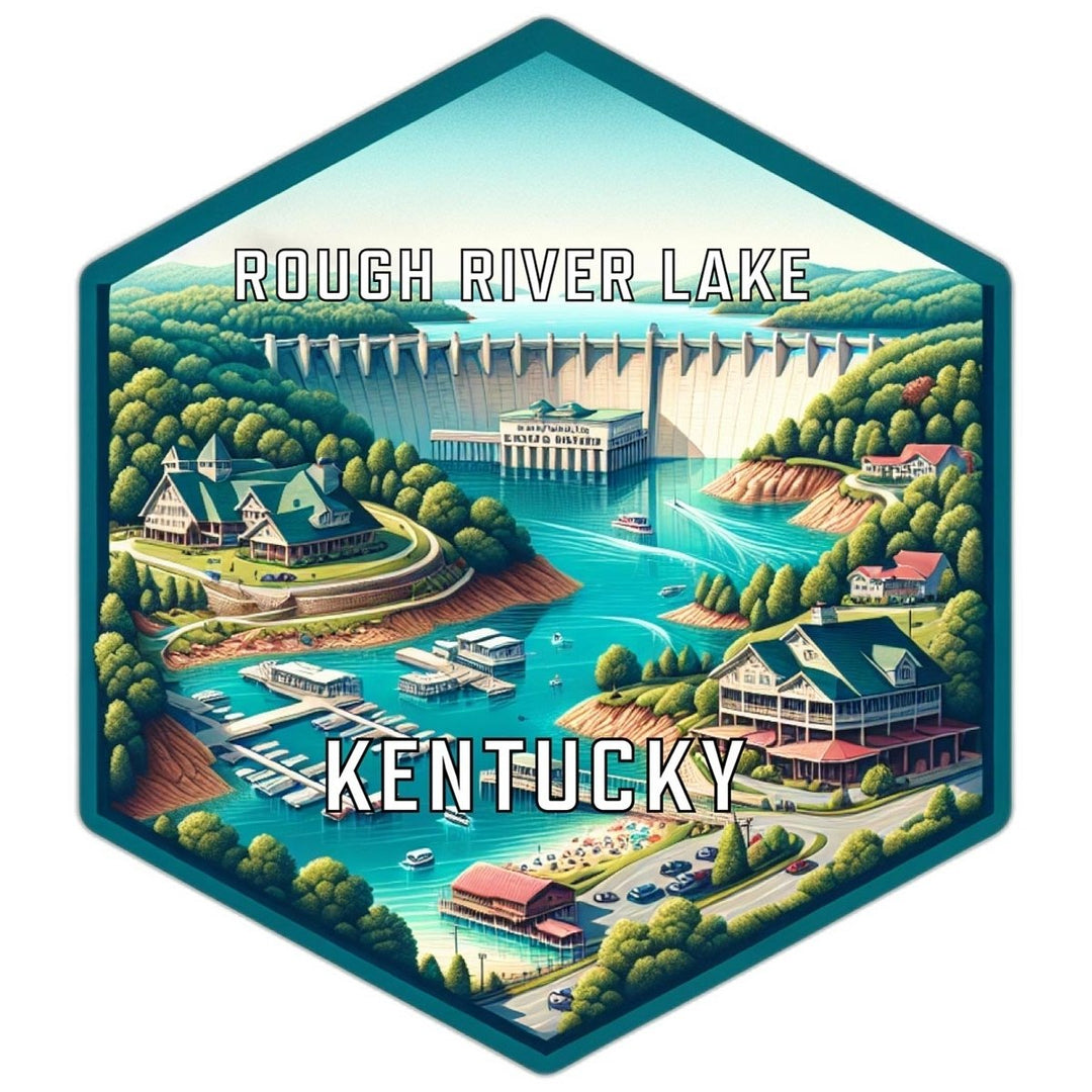 Rough River Lake Kentucky Souvenir Travel Destination Die Cut Hexagon Fridge Magnet Image 1